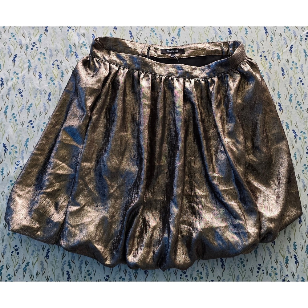 Madewell Metallic Bubble Mini Skirt Gold‎ Bronze Lame Festive Party NT386 Size 0